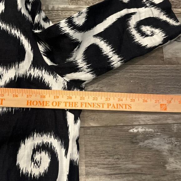 Hot Cotton Ethnic Swirl Print 100% Linen Boxy Top Size Medium Tunic Popover - Picture 5 of 7